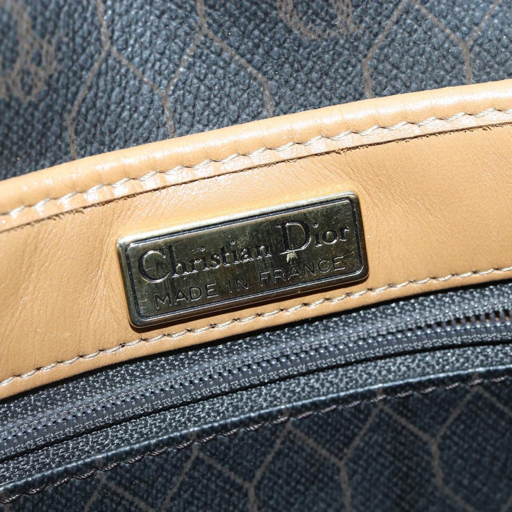 Christian Dior Vintage Honeycomb Shoulder Bag Canvas And Leather Black Canvas Shoulder Bag Bag (Pre-Owned)