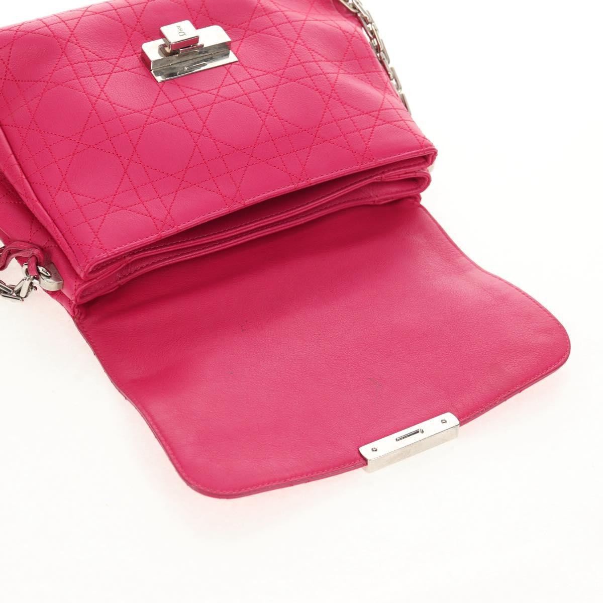 Christian Dior Long Chain Miss Dior Bag Cannage Quilt Lambskin Pink Leather Shoulder Bag Bag (Pre-Owned)