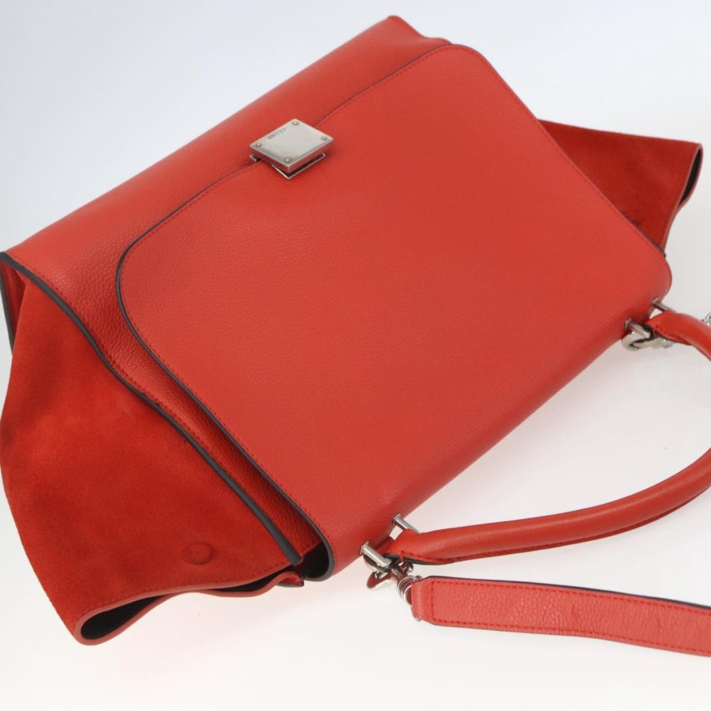 Celine Trapeze Bag Leather Red Leather Handbag