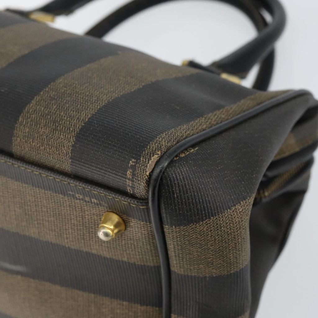Fendi Vintage Pequin Boston Bag Coated Canvas Black Canvas Bag