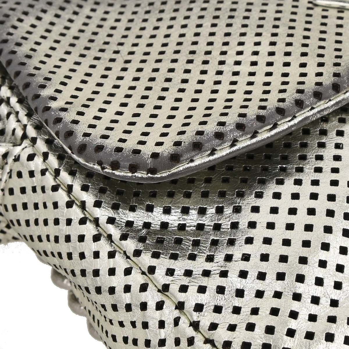 Chanel Chain Flap Bag Quilted Leather Silver Leather Shoulder Bag Bag
