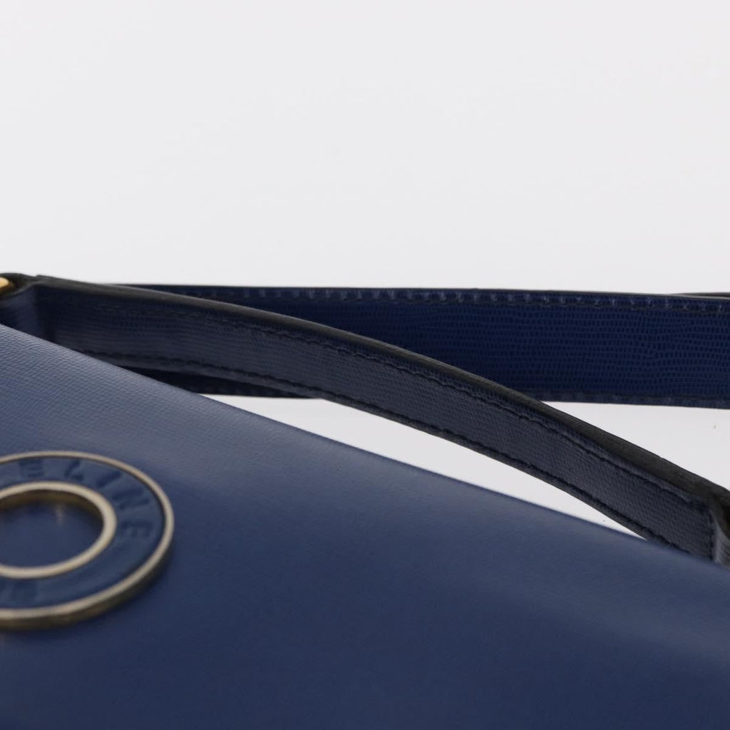 Celine Vintage Circle Logo Crossbody Bag Leather Blue Leather Shoulder Bag Bag