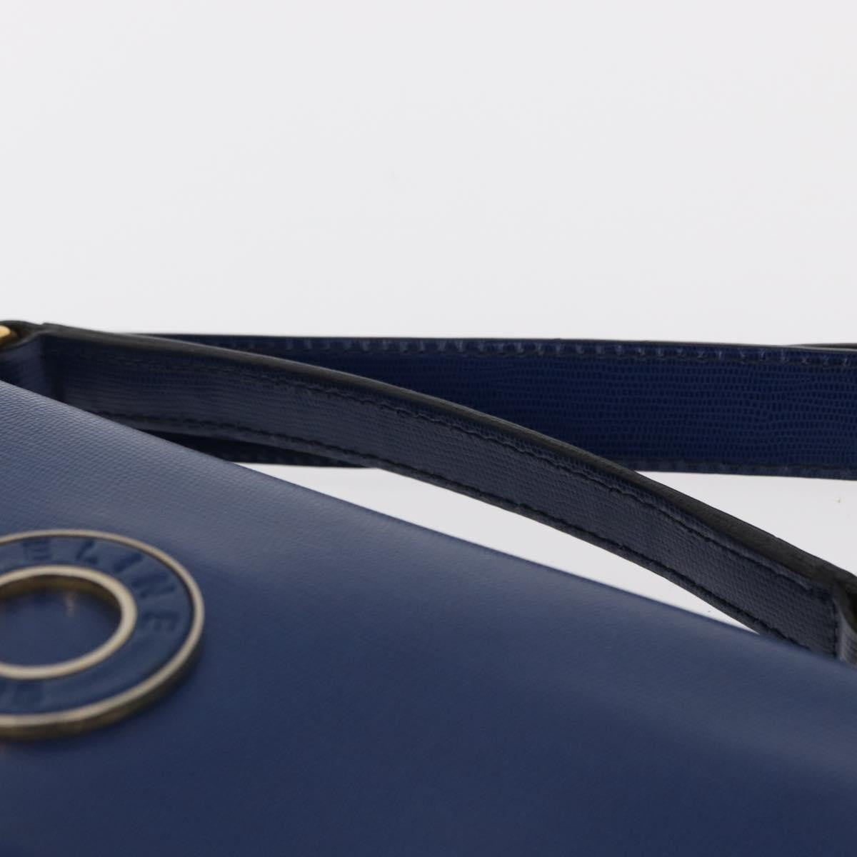 Celine Vintage Circle Logo Crossbody Bag Leather Blue Leather Shoulder Bag Bag