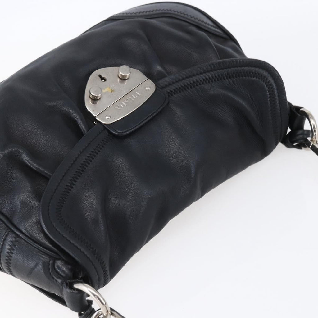 Prada Pushlock Shoulder Bag Leather Black Leather Shoulder Bag Bag