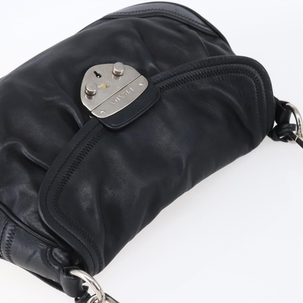 Prada Pushlock Shoulder Bag Leather Black Leather Shoulder Bag Bag