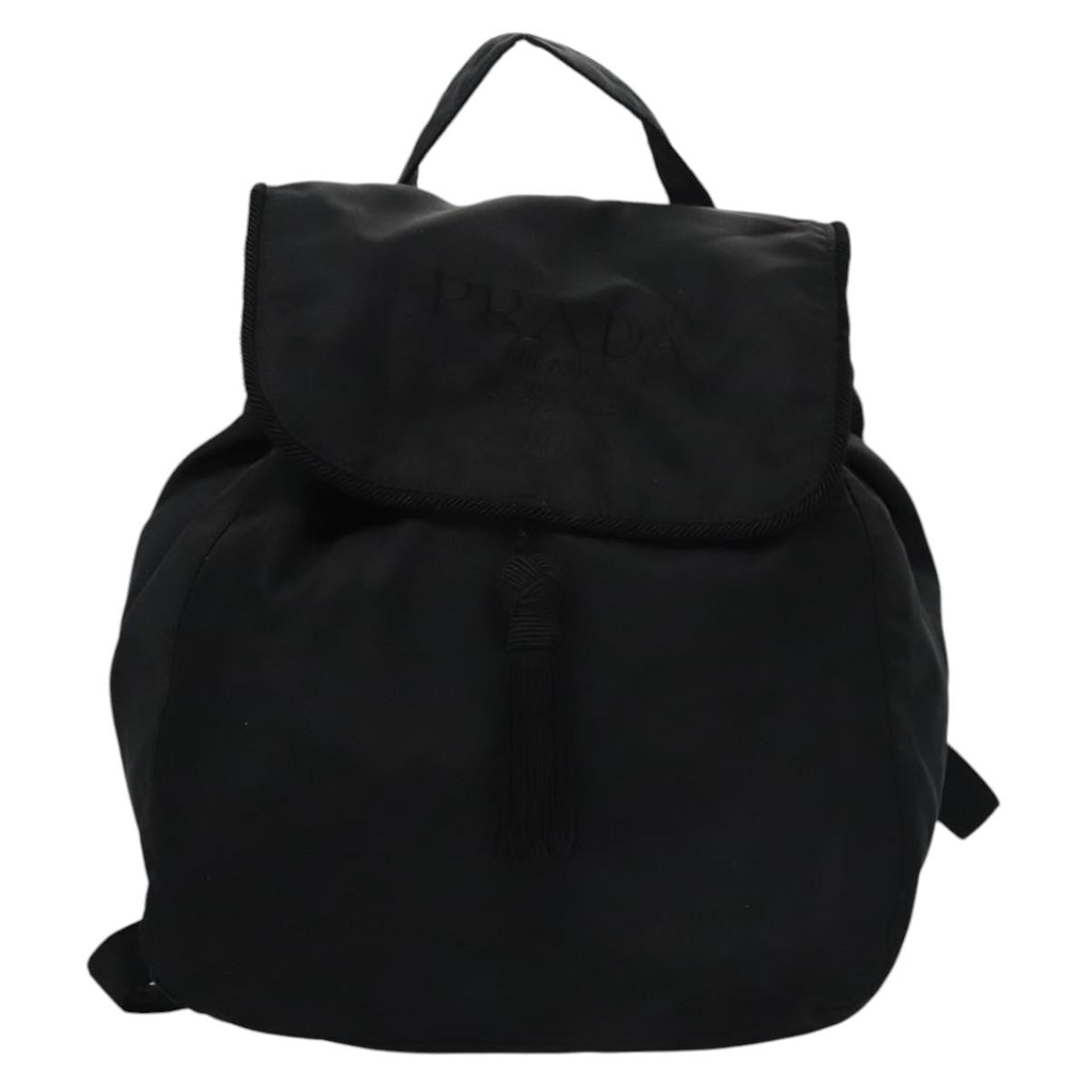 Prada Flap Drawstring Backpack Tessuto Black Nylon Backpack Bag