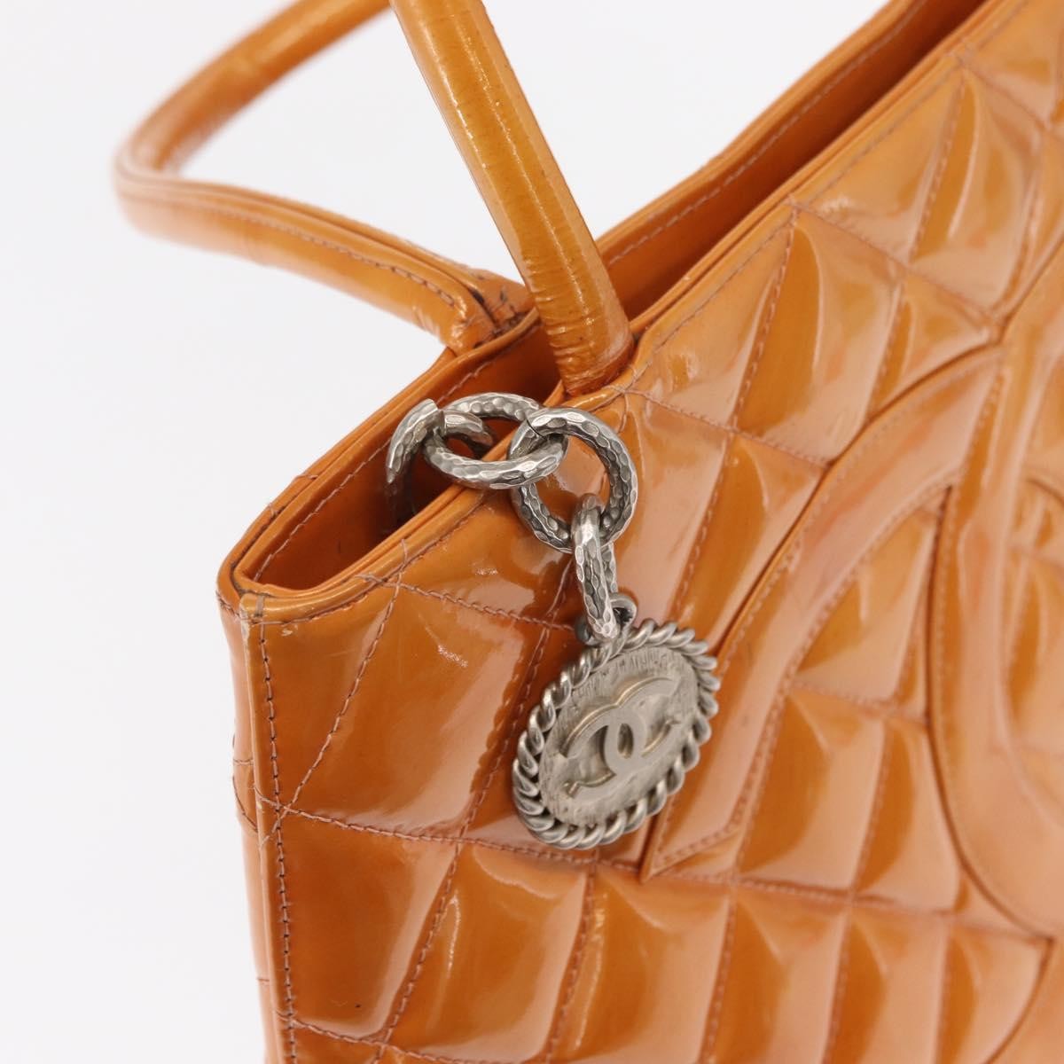 Chanel Medallion Tote Quilted Patent Beige Patent_Leather Tote Bag Bag
