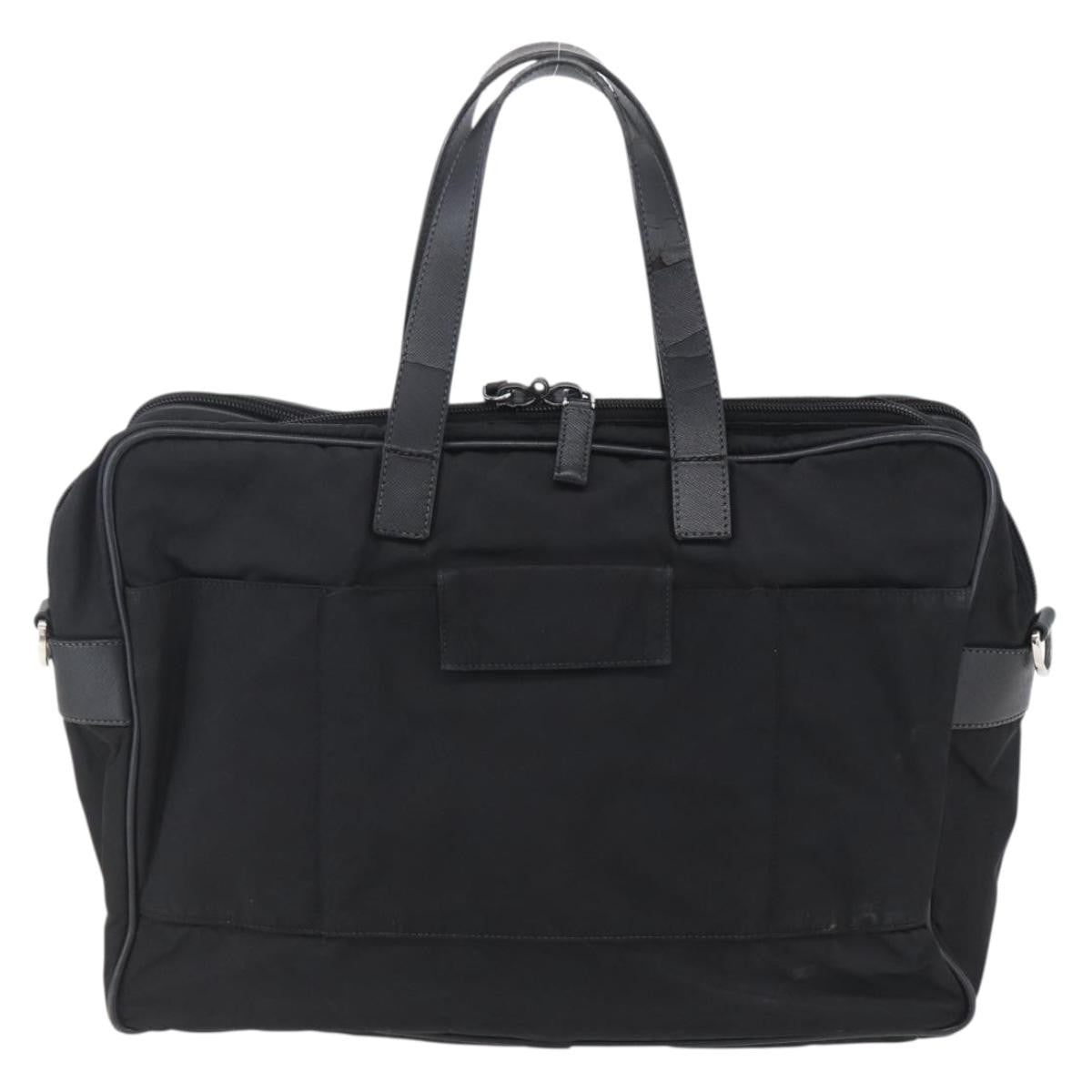 Prada Convertible Front Zip Briefcase Tessuto With Saffiano Leather Black Nylon Briefcase Bag