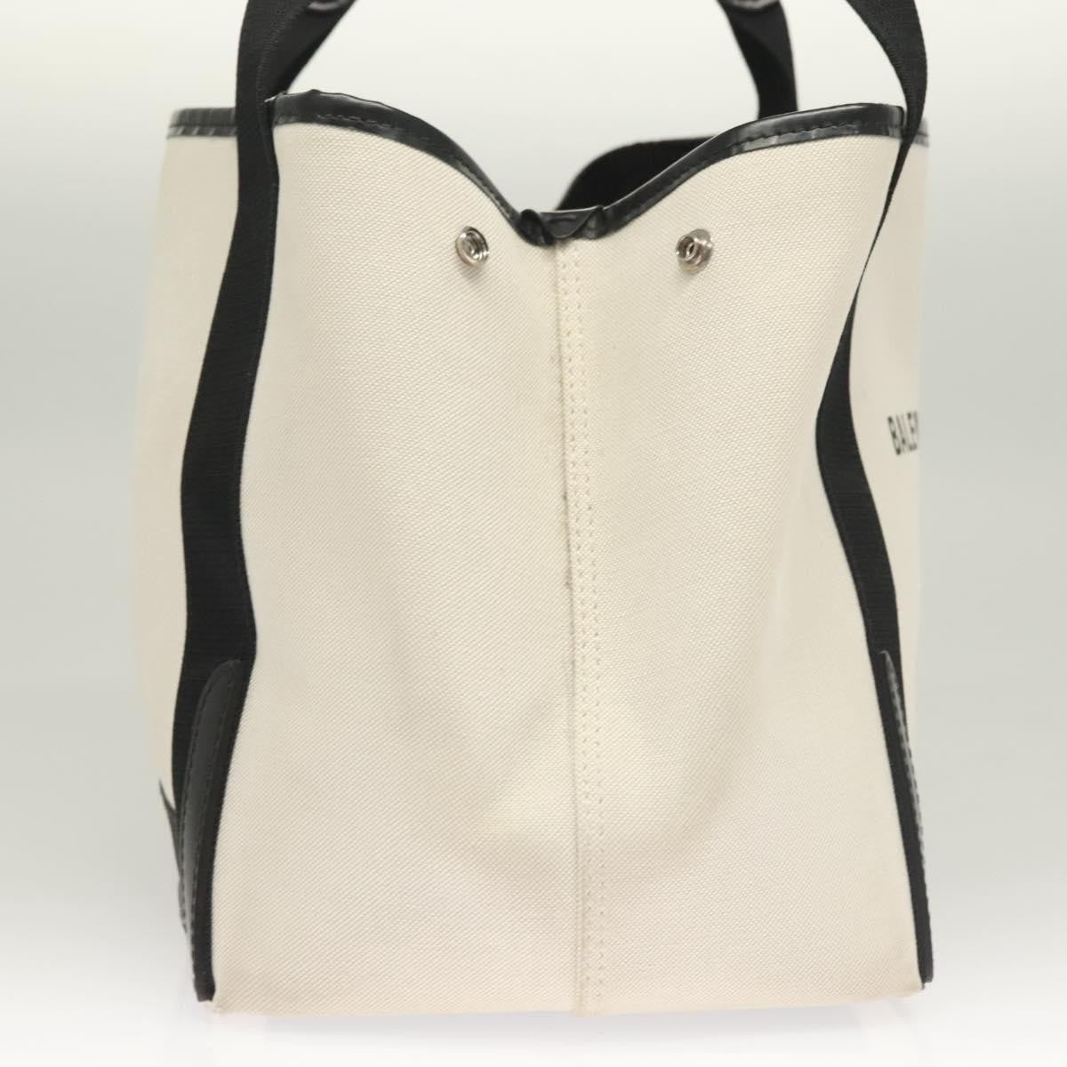 Balenciaga Navy Cabas Canvas With Leather White Canvas Tote Bag
