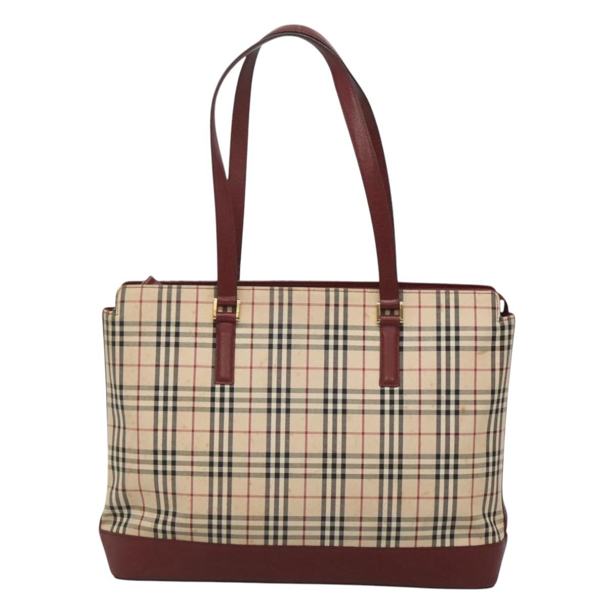 Burberry Nova Check Tote Canvas And Leather Beige Canvas Tote Bag