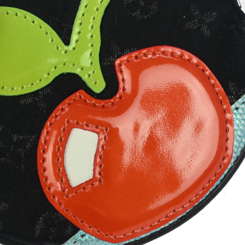 Louis Vuitton Round Coin Purse Limited Edition Monogram Silk Black Leather Wallets Accessory