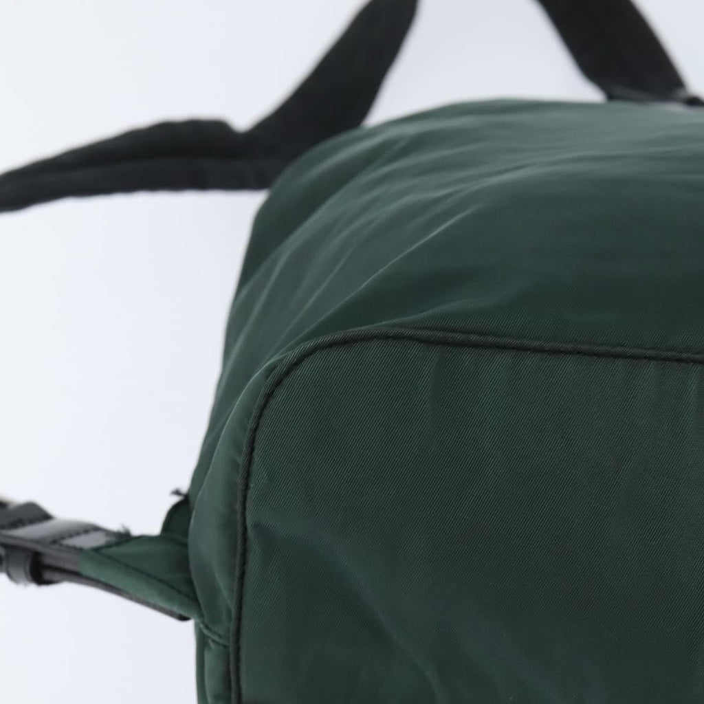 Prada Vela Double Front Pocket Backpack Tessuto With Saffiano Leather Khaki Nylon Backpack Bag