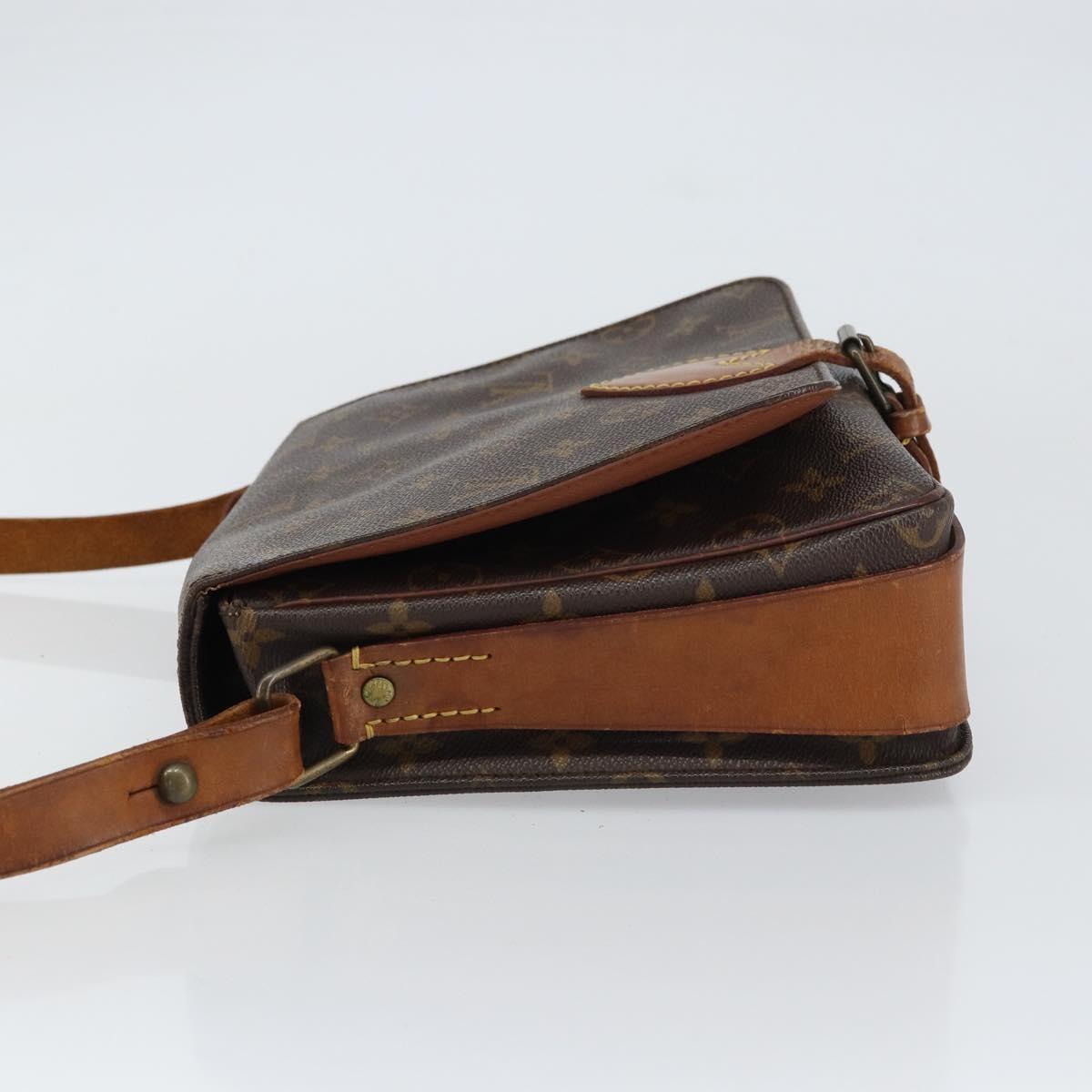 Louis Vuitton Cartouchiere Handbag Monogram Canvas Brown Canvas Shoulder Bag