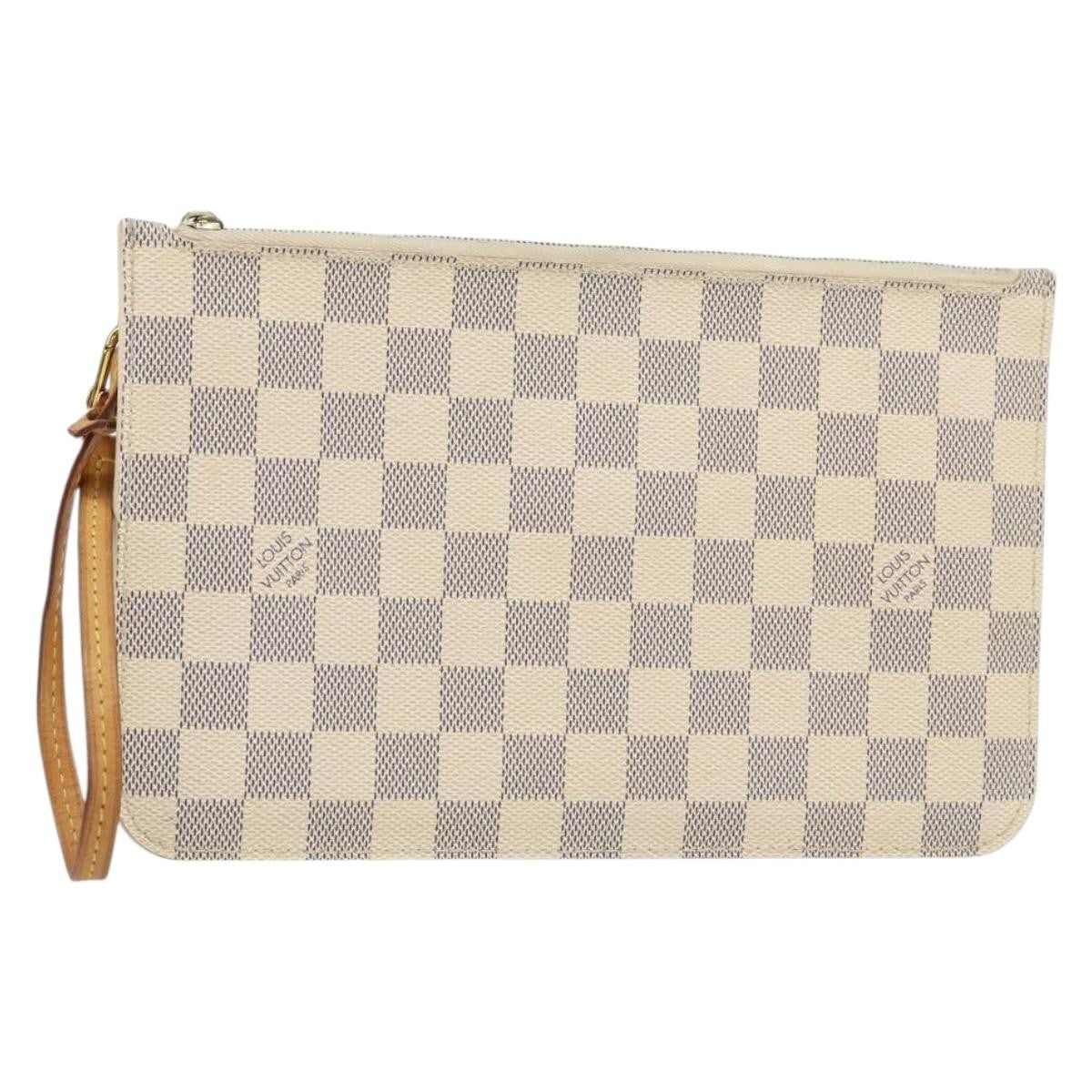 Louis Vuitton Neverfull Pochette Damier White Canvas Clutche & Pouche Bag