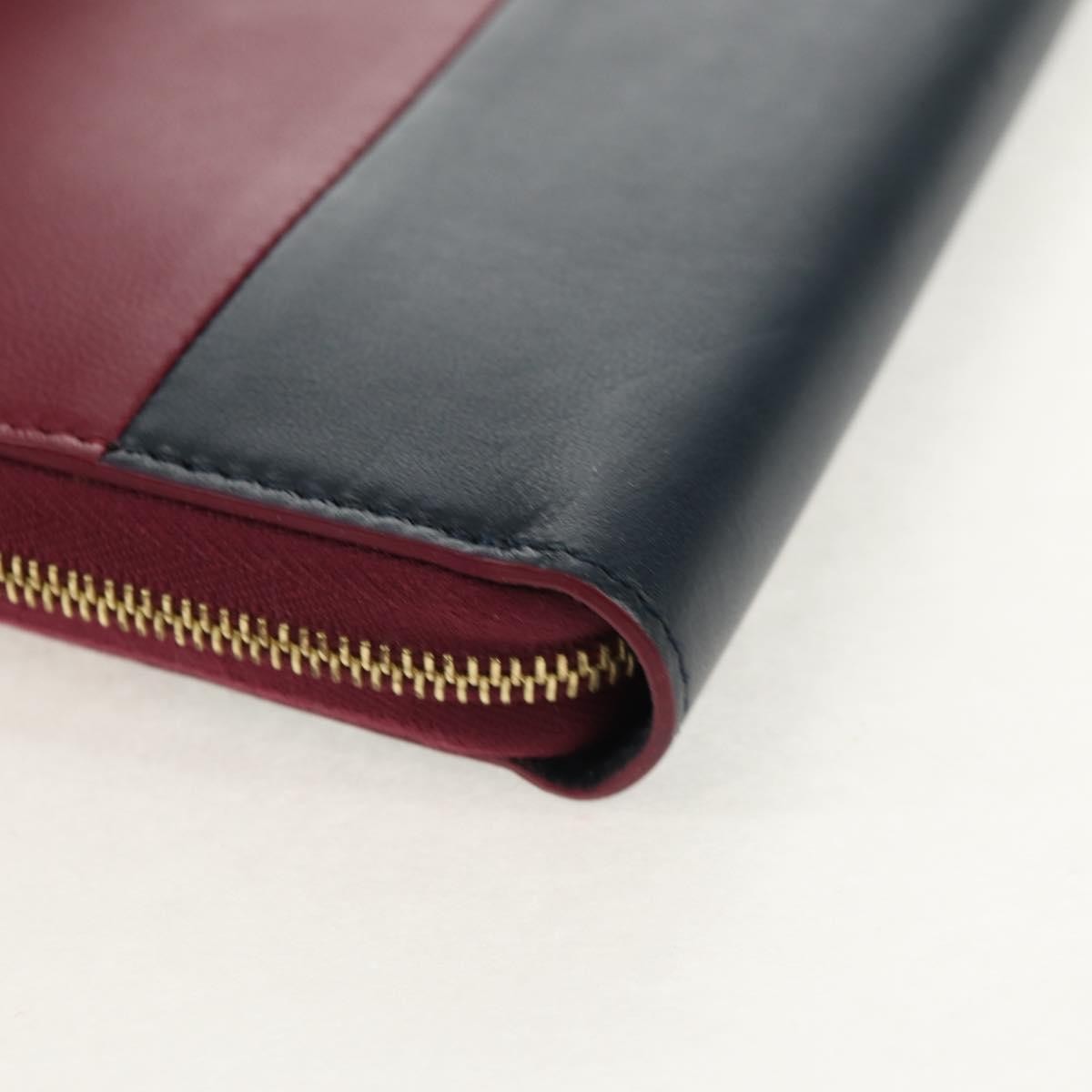 Celine Multifunction Flap Wallet Leather Burgundy Leather Wallets Accessory