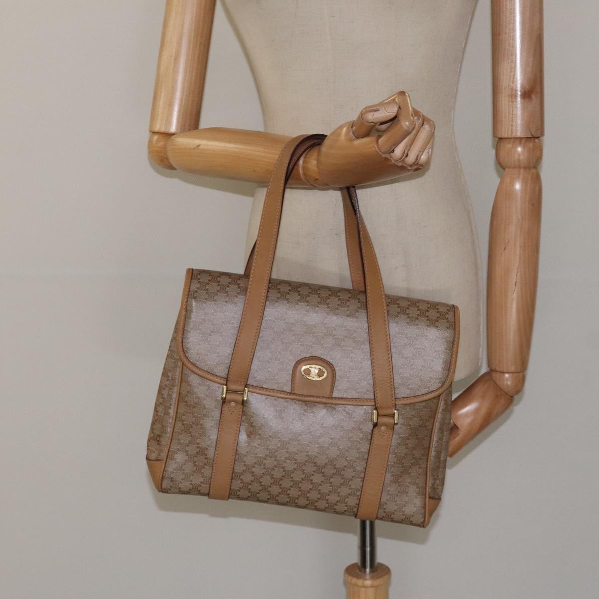 Celine Vintage Macadam Handbag Canvas And Leather Beige Canvas Handbag