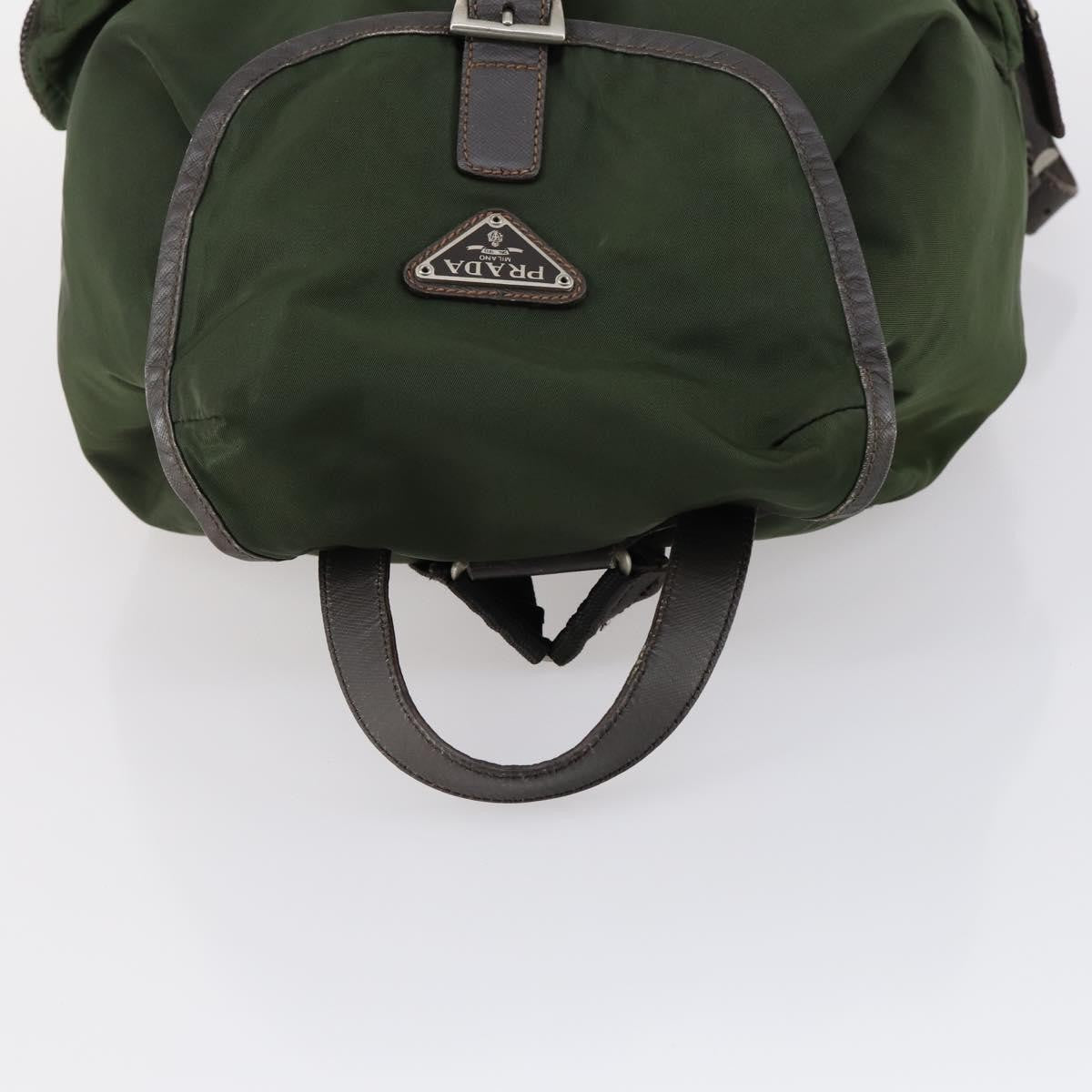 Prada Double Front Pocket Backpack Tessuto Khaki Nylon Backpack Bag