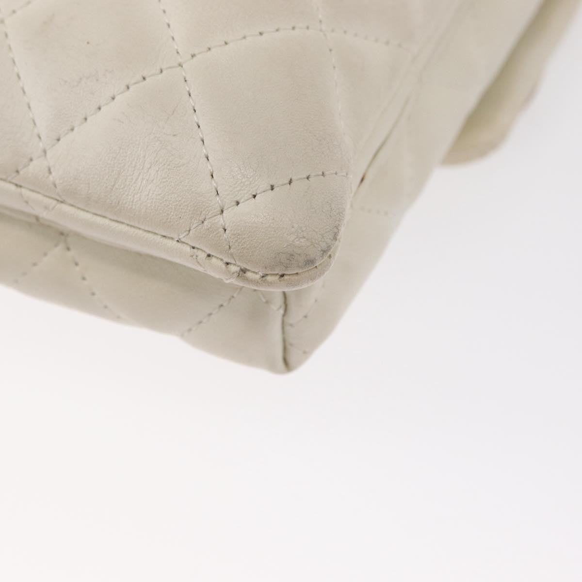 Chanel Cambon Flap Crossbody Bag Quilted Lambskin White Leather Shoulder Bag Bag