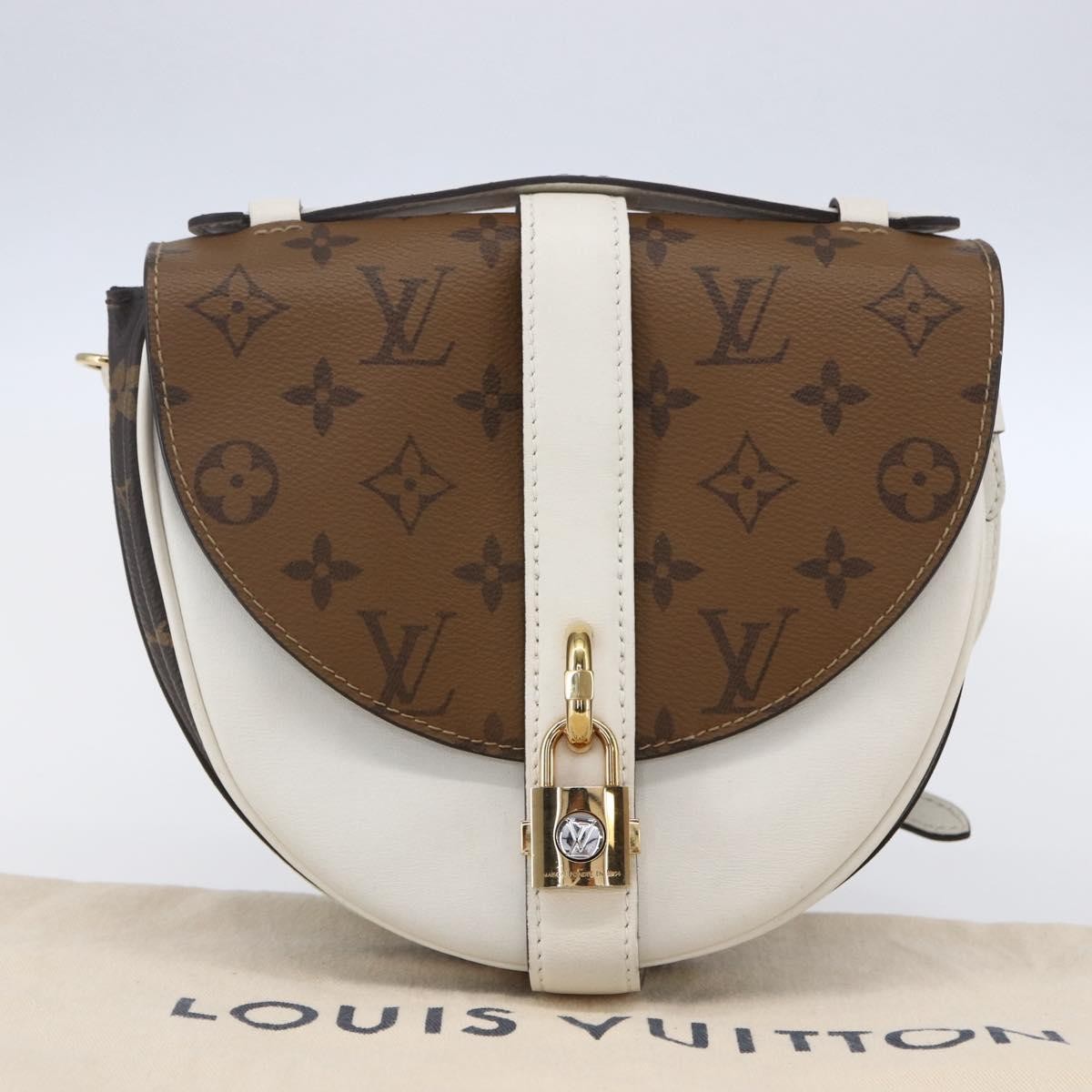 Louis Vuitton Chantilly Lock Handbag Reverse Monogram Canvas And Leather White Leather Shoulder Bag