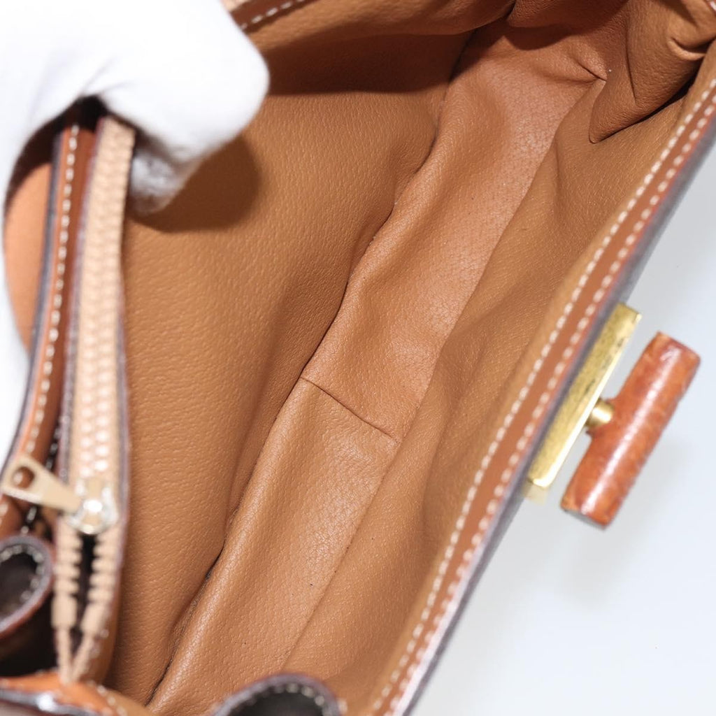 Celine Vintage Convertible Top Handle Bag Macadam Coated Canvas Brown Pvc Handbag