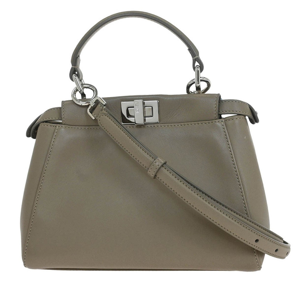 Fendi Peekaboo Bag Leather Gray Leather Handbag