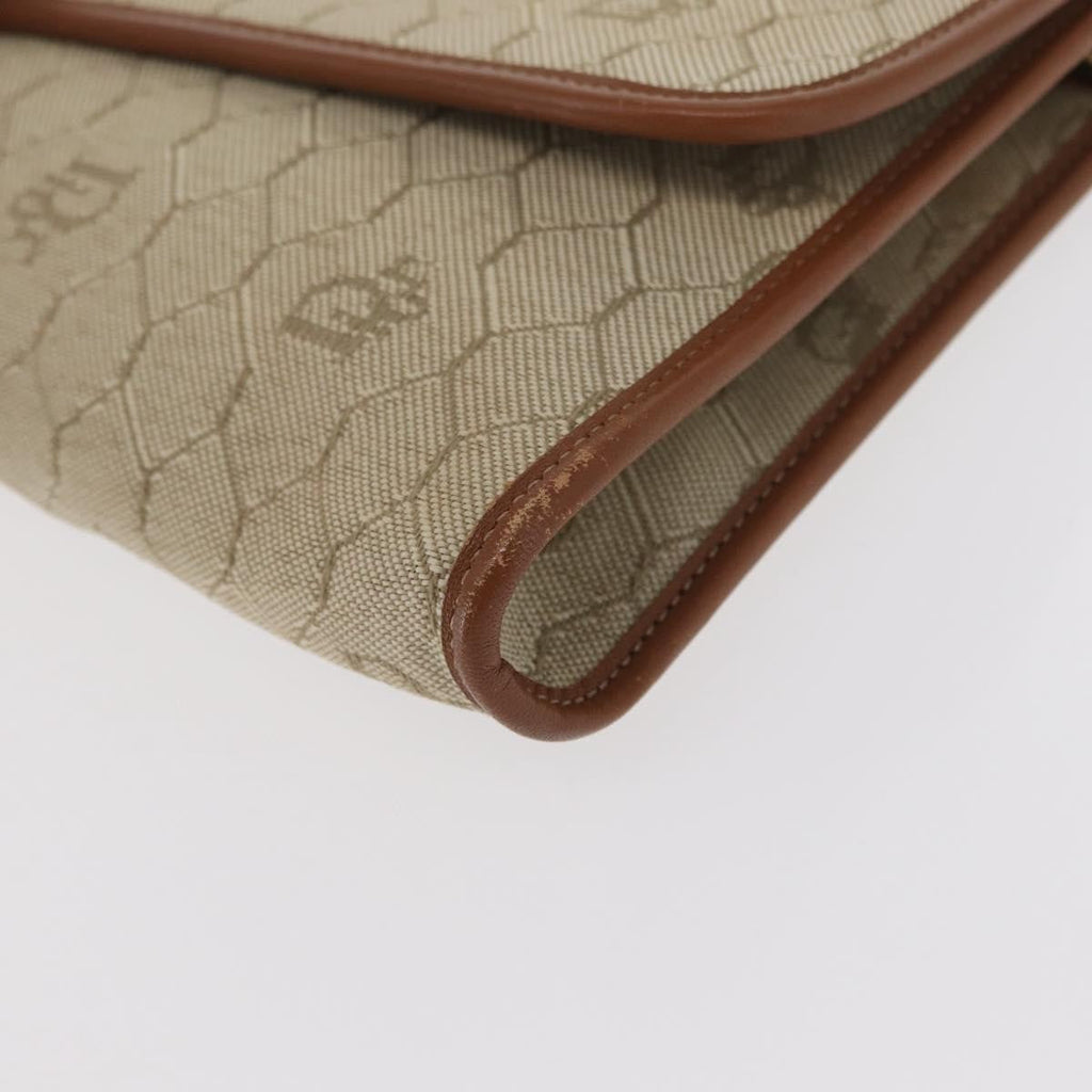 Christian Dior Vintage Honeycomb Chain Canvas Beige Canvas Shoulder Bag Bag (Pre-Owned)
