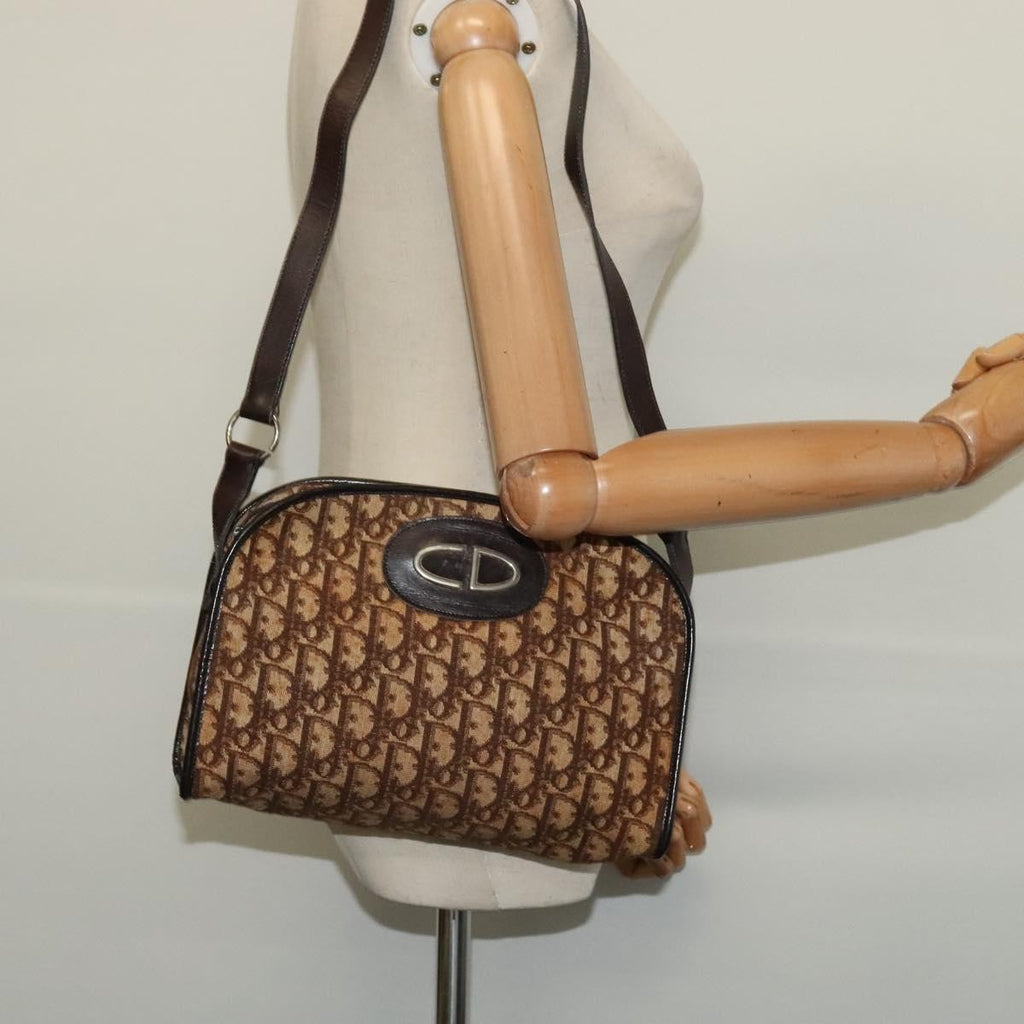 Christian Dior Vintage Trotter Shoulder Bag Canvas Brown Canvas Bag (Pre-Owned)