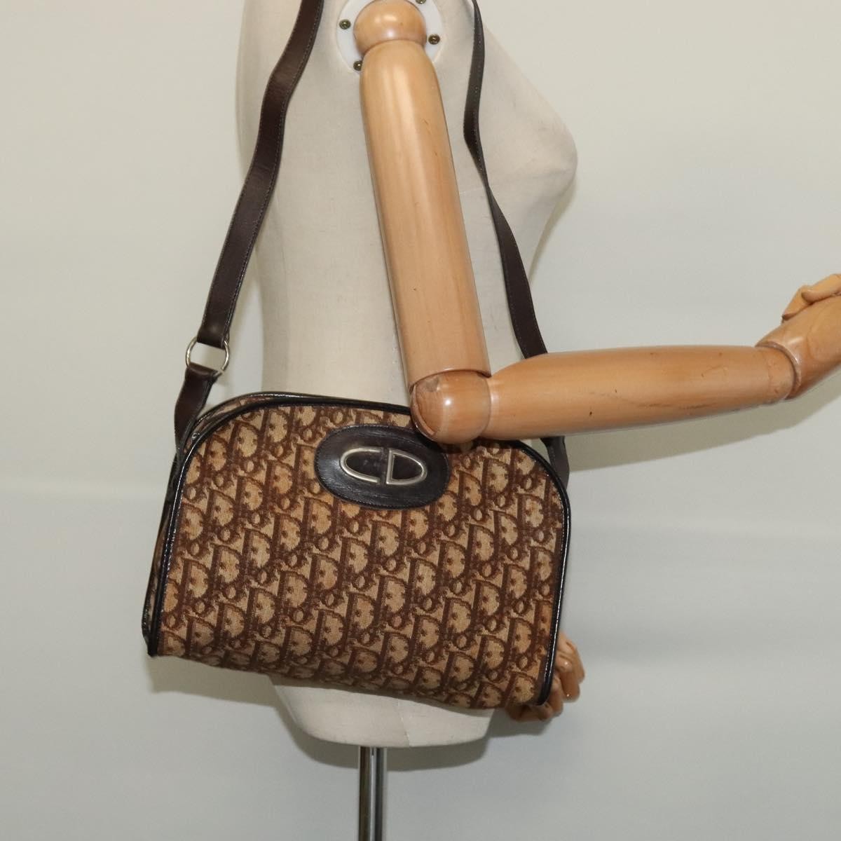 Christian Dior Vintage Trotter Shoulder Bag Canvas Brown Canvas Bag (Pre-Owned)