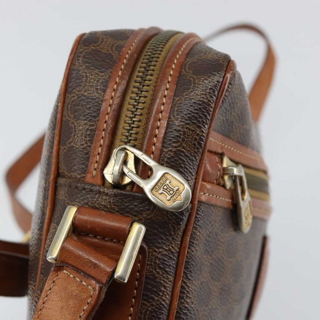 Celine Vintage Macadam Shoulder Bag Canvas And Leather Brown Canvas Shoulder Bag Bag