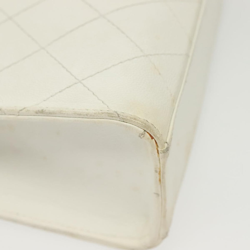 Chanel Cc Shoulder Bag Quilted Caviar White Leather Bag