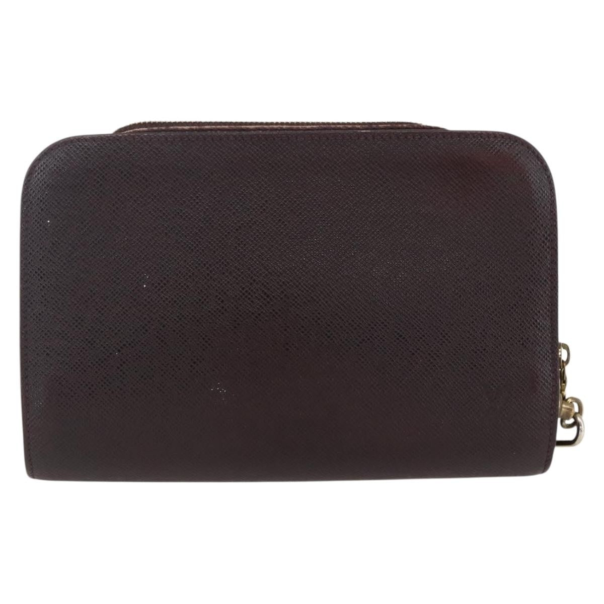 Louis Vuitton Pochette Baikal Clutch Taiga Leather Burgundy Leather Clutche & Pouche Bag