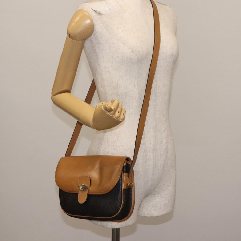 Christian Dior Vintage Honeycomb Shoulder Bag Canvas And Leather Brown Canvas Shoulder Bag Bag (Pre-Owned)