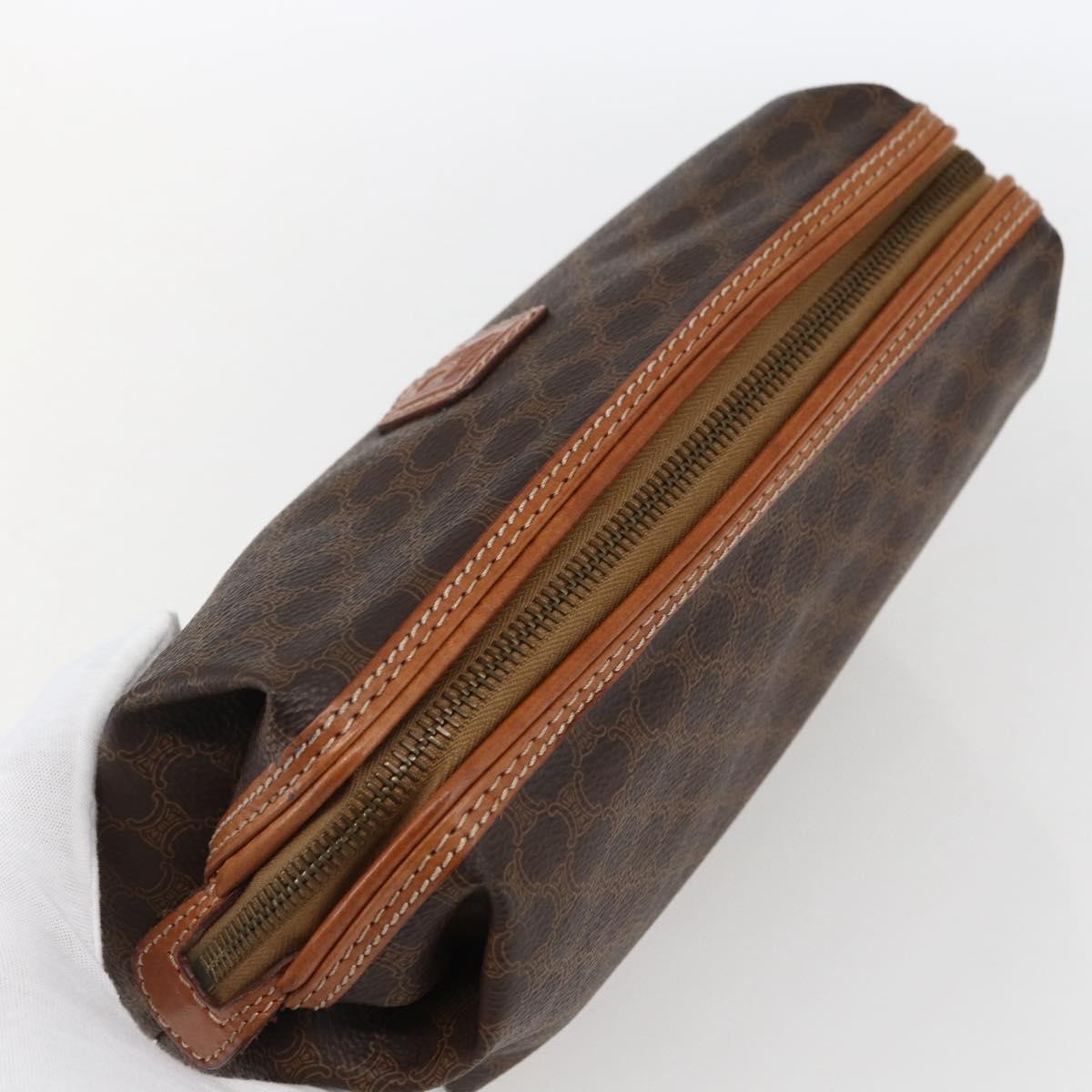 Celine Macadam Pochette Canvas And Leather Brown Canvas Clutche & Pouche Bag