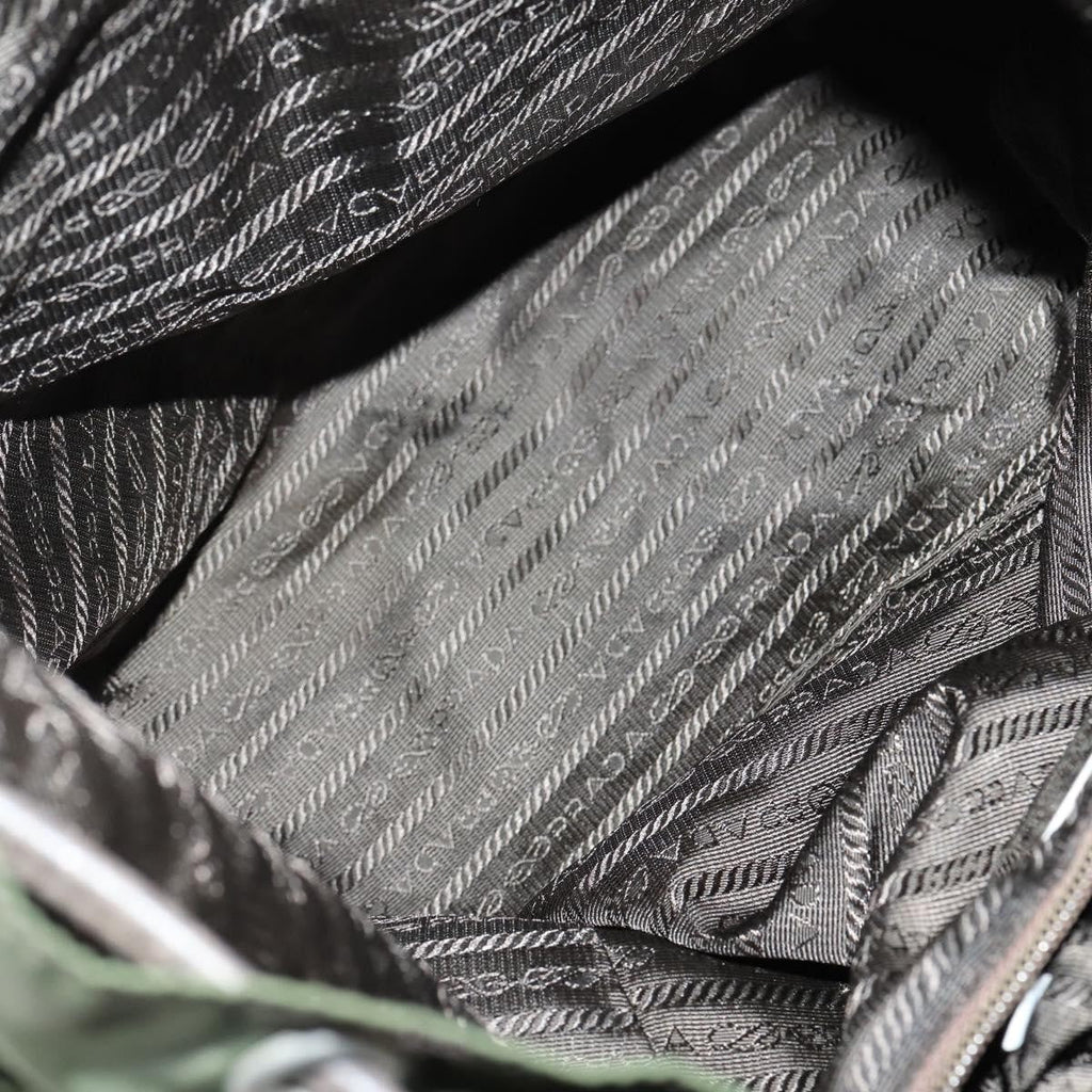 Prada Double Front Pocket Backpack Tessuto Khaki Nylon Backpack Bag
