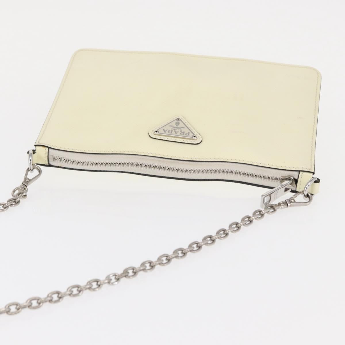 Prada Chain Crossbody Bag Vernice Saffiano Leather White Leather Shoulder Bag Bag