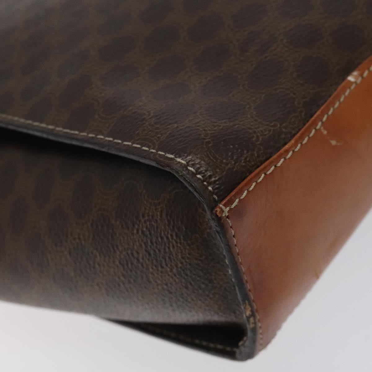Celine Vintage Macadam Circle Logo Shoulder Bag Canvas And Leather Brown Canvas Shoulder Bag Bag