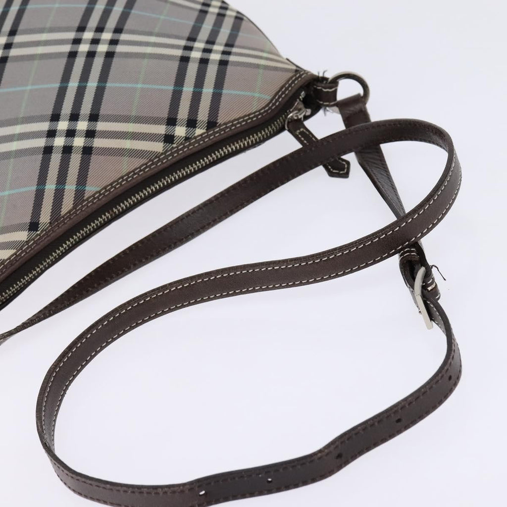 Burberry Nova Check Blue Label Canvas Gray Nylon Shoulder Bag
