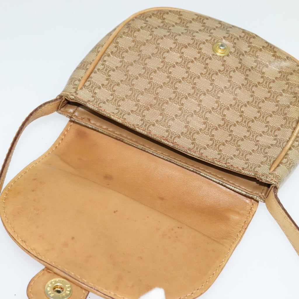Celine Vintage Macadam Shoulder Bag Macadam Canva  Vinyl Beige Pvc Bag