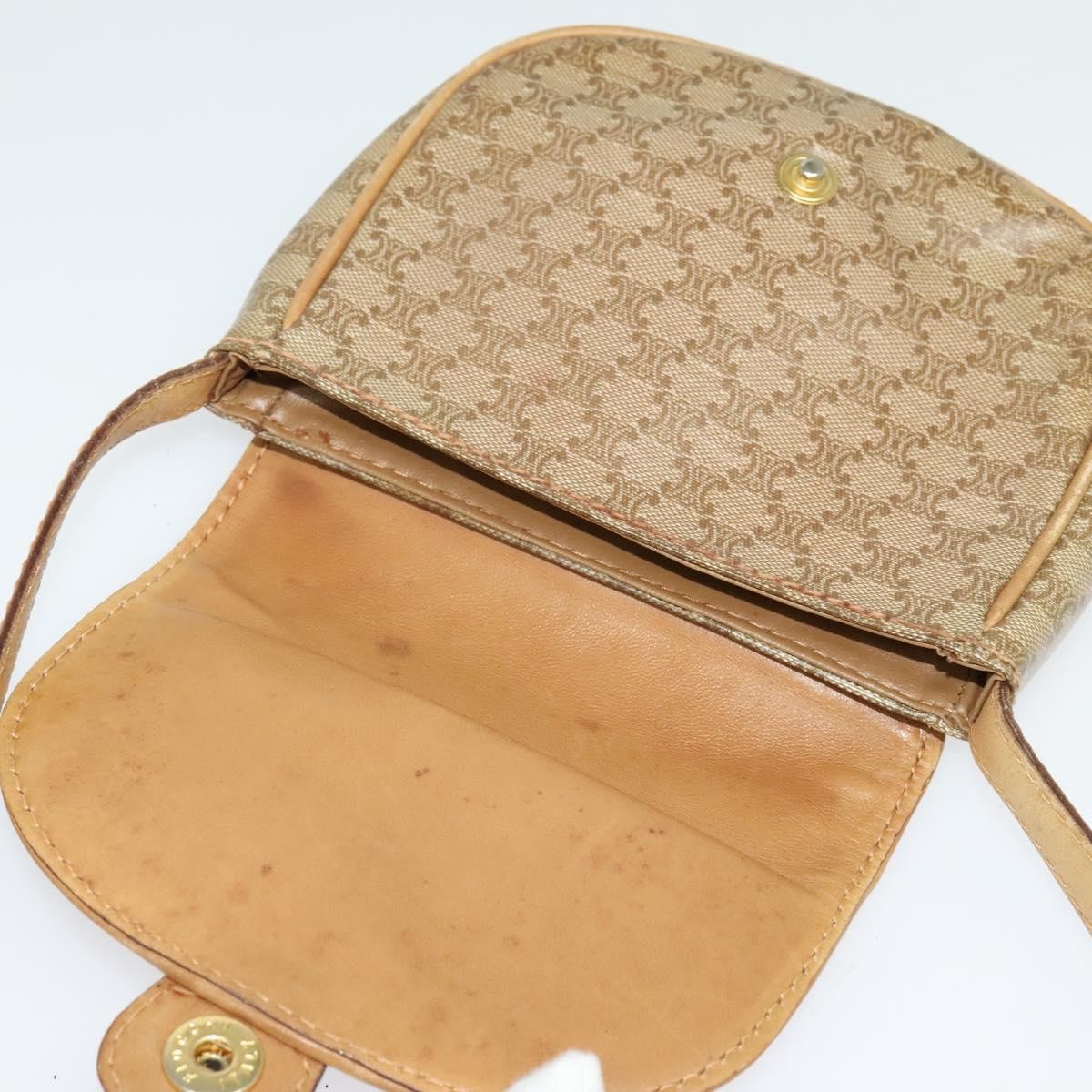 Celine Vintage Macadam Shoulder Bag Macadam Canva  Vinyl Beige Pvc Bag