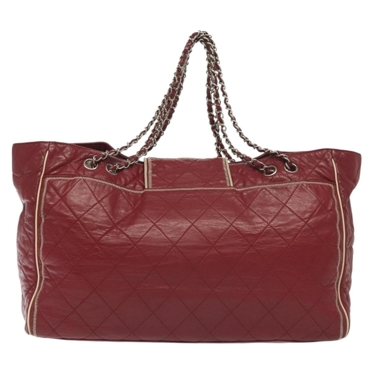 Chanel Vintage Reissue Chain Shopping Tote Leather Red Leather Bag
