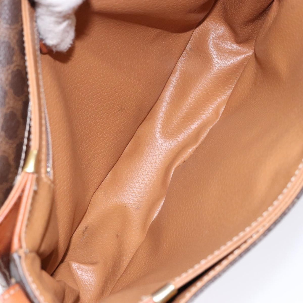 Celine Macadam Shoulder Bag Pvc Leather Brown Canvas Bag