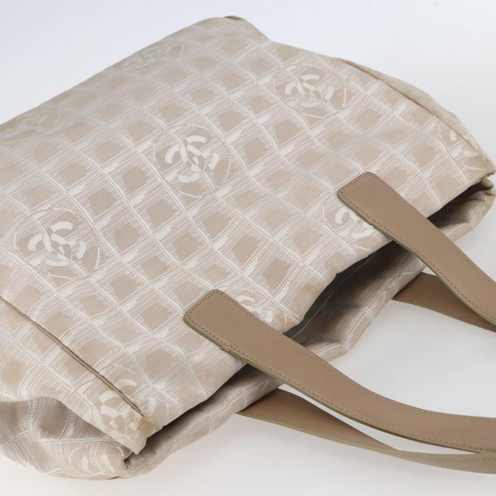 Chanel Travel Line Tote Nylon Beige Nylon Handbag