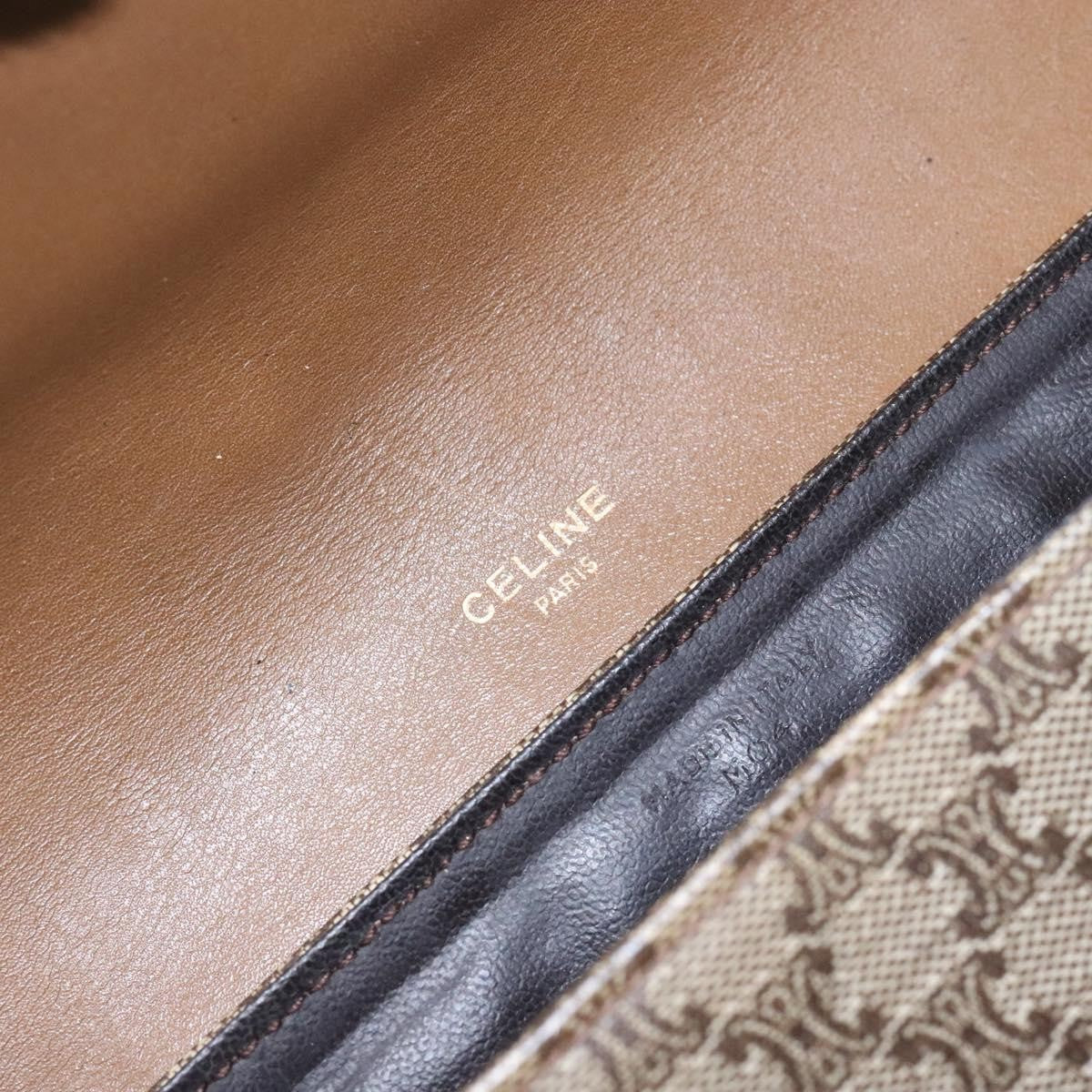 Celine Macadam Shoulder Bag Pvc Leather Beige Pvc Bag