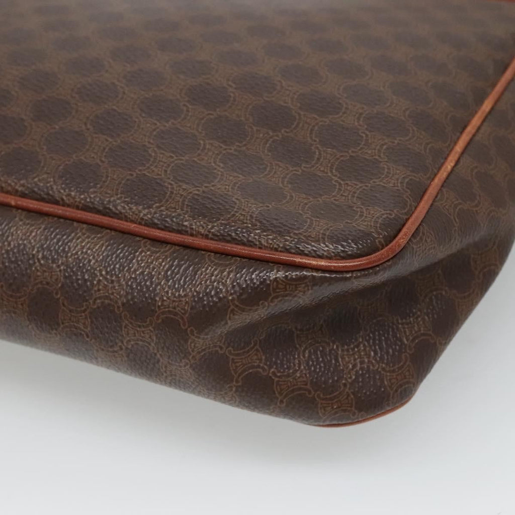 Celine Vintage Macadam Shoulder Bag Canvas Brown Canvas Shoulder Bag Bag