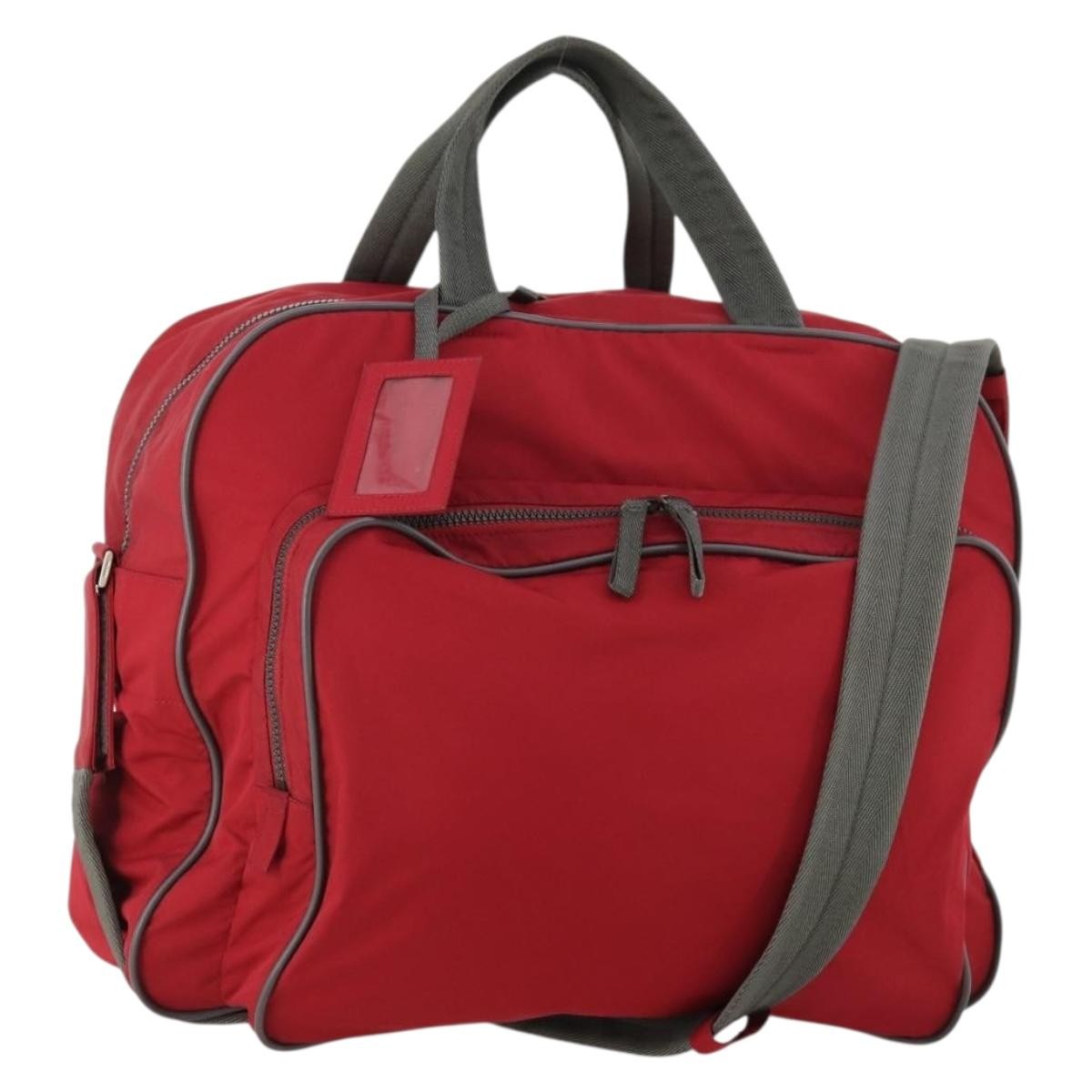 Prada Sport Line Boston Bag Nylon Red Nylon Travel Bag Bag