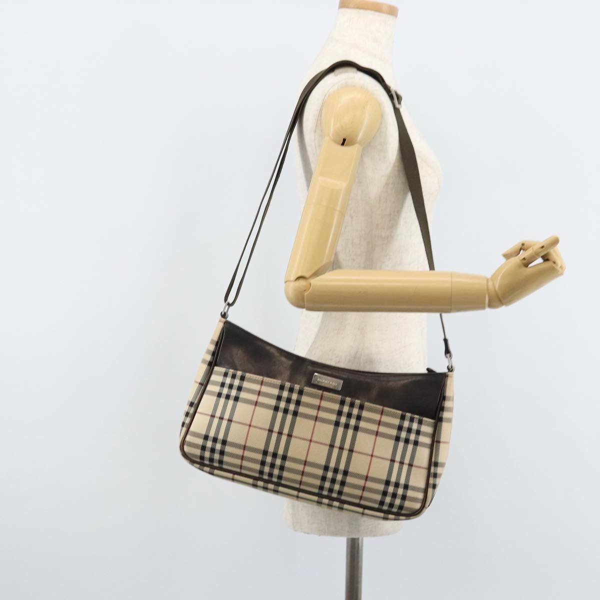 Burberry Nova Check Shoulder Bag Canvas And Leather Beige Canvas Shoulder Bag