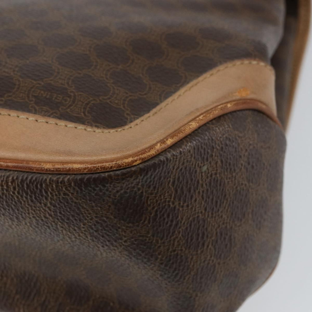 Celine Vintage Macadam Handbag Canvas Brown Pvc Handbag