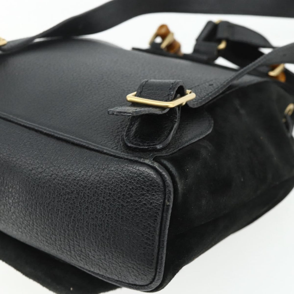 Gucci Gucci Bamboo Backpack Daim Black Suede Backpack Bag (Pre-Owned)