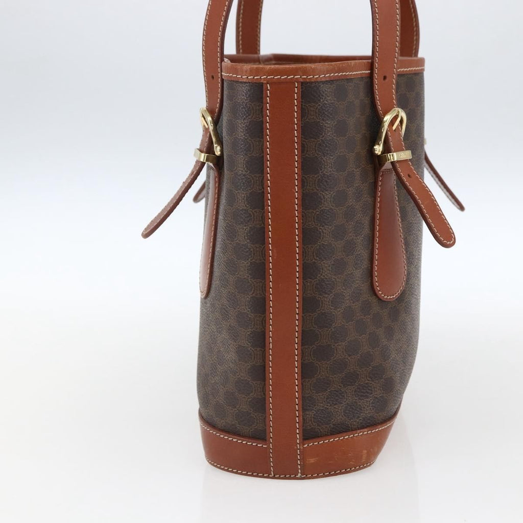 Celine Vintage Macadam Handbag Canvas And Leather Brown Canvas Handbag
