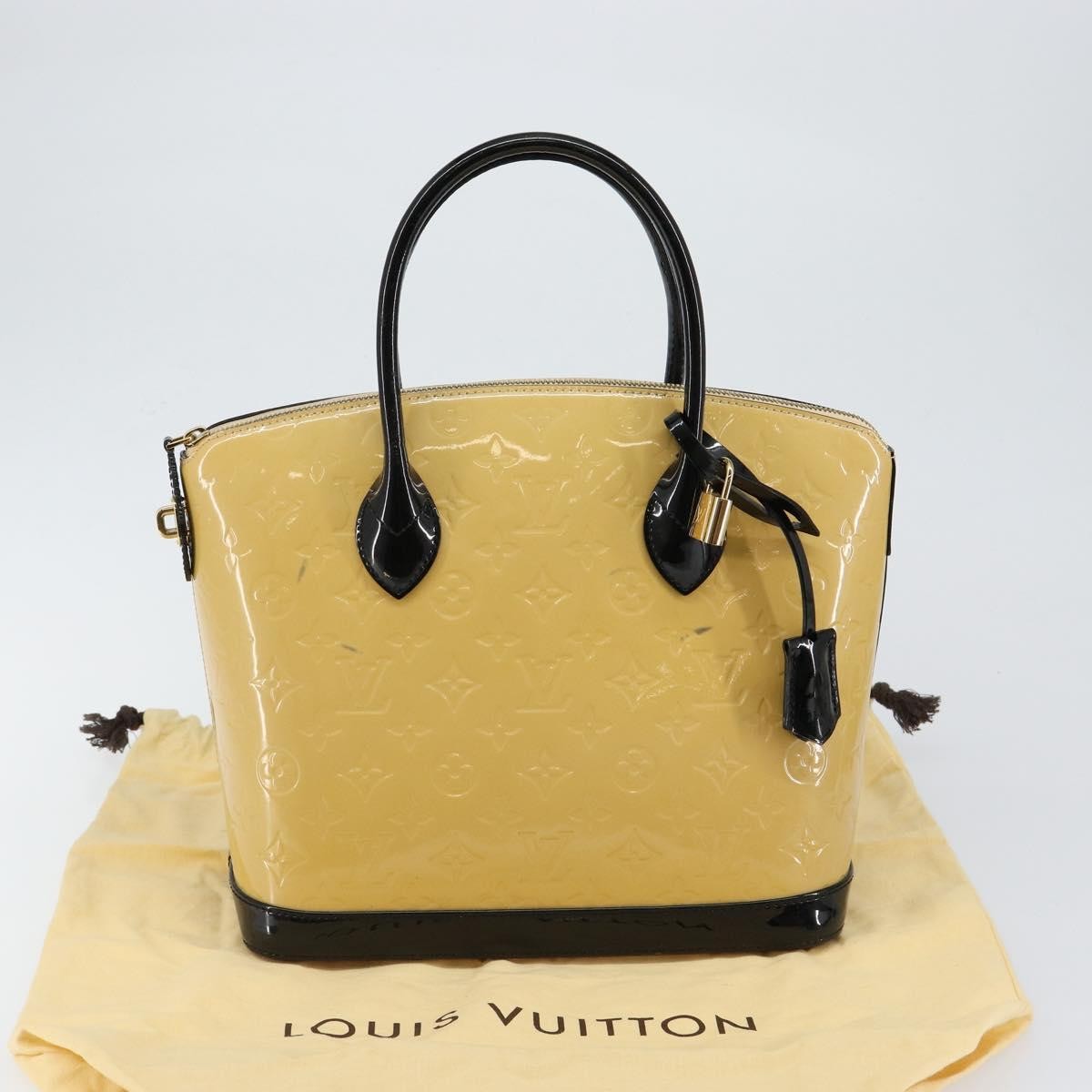 Louis Vuitton Lockit Handbag Monogram Vernis Beige Patent_Leather Tote Bag